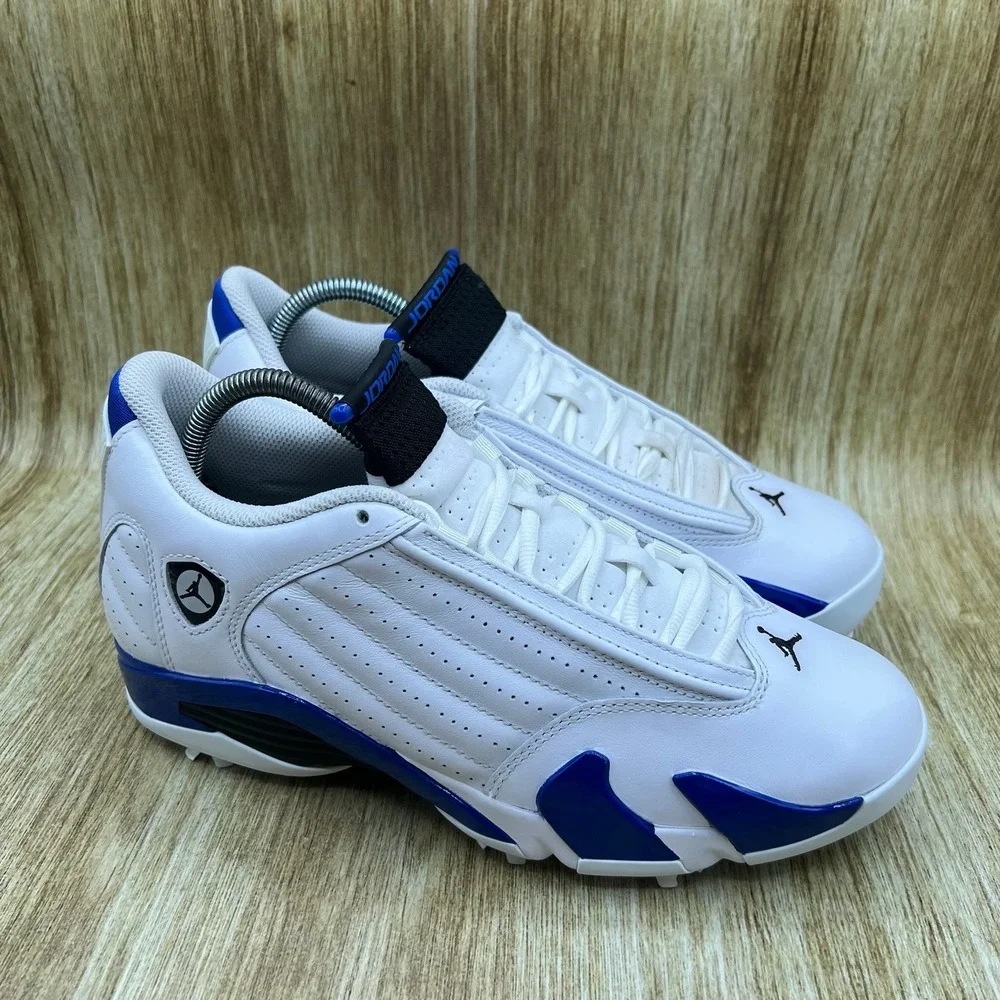 Nike Air Jordan 14 Retro Golf Men's Size 8.5 White Hyper Royal Spiked HJ7710-101